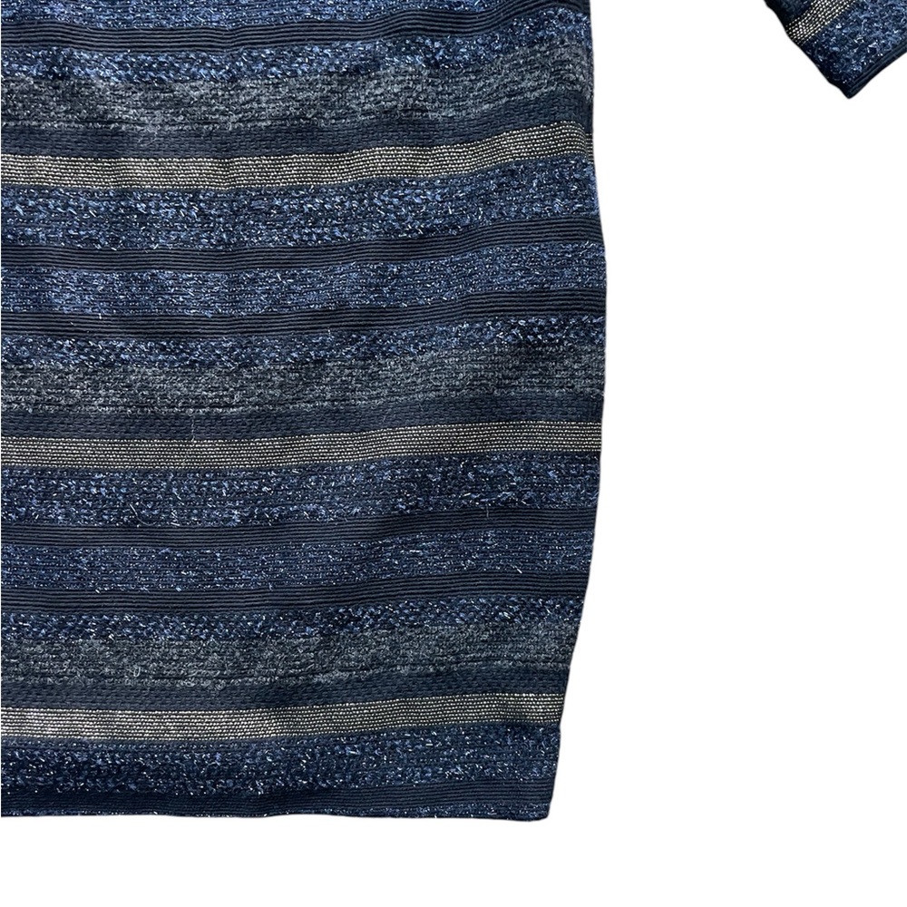 Zara Basic Metallic Stripe Tweed Shift Dress Long… - image 5